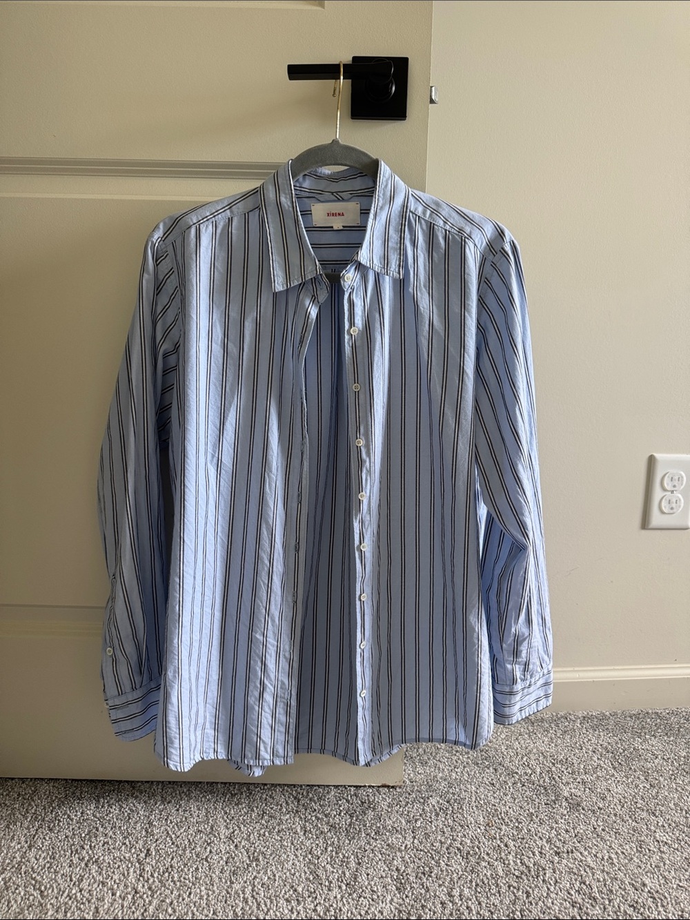 XiRENA Light Blue and White Striped Button-Down Shirt
